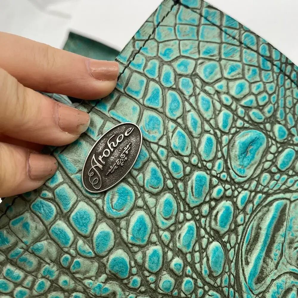 Arohoe turquoise crocodile leather studded southwestern tote bag
